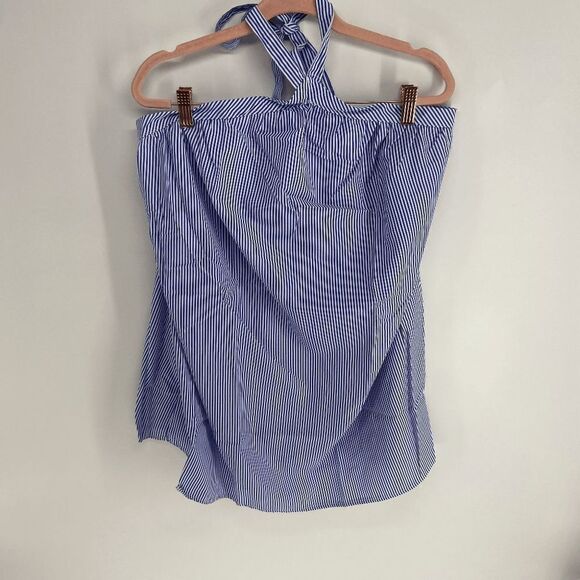 Zeagoo Women's Blue White Stripe Halter Top Size Small NWT - Picture 1 of 5